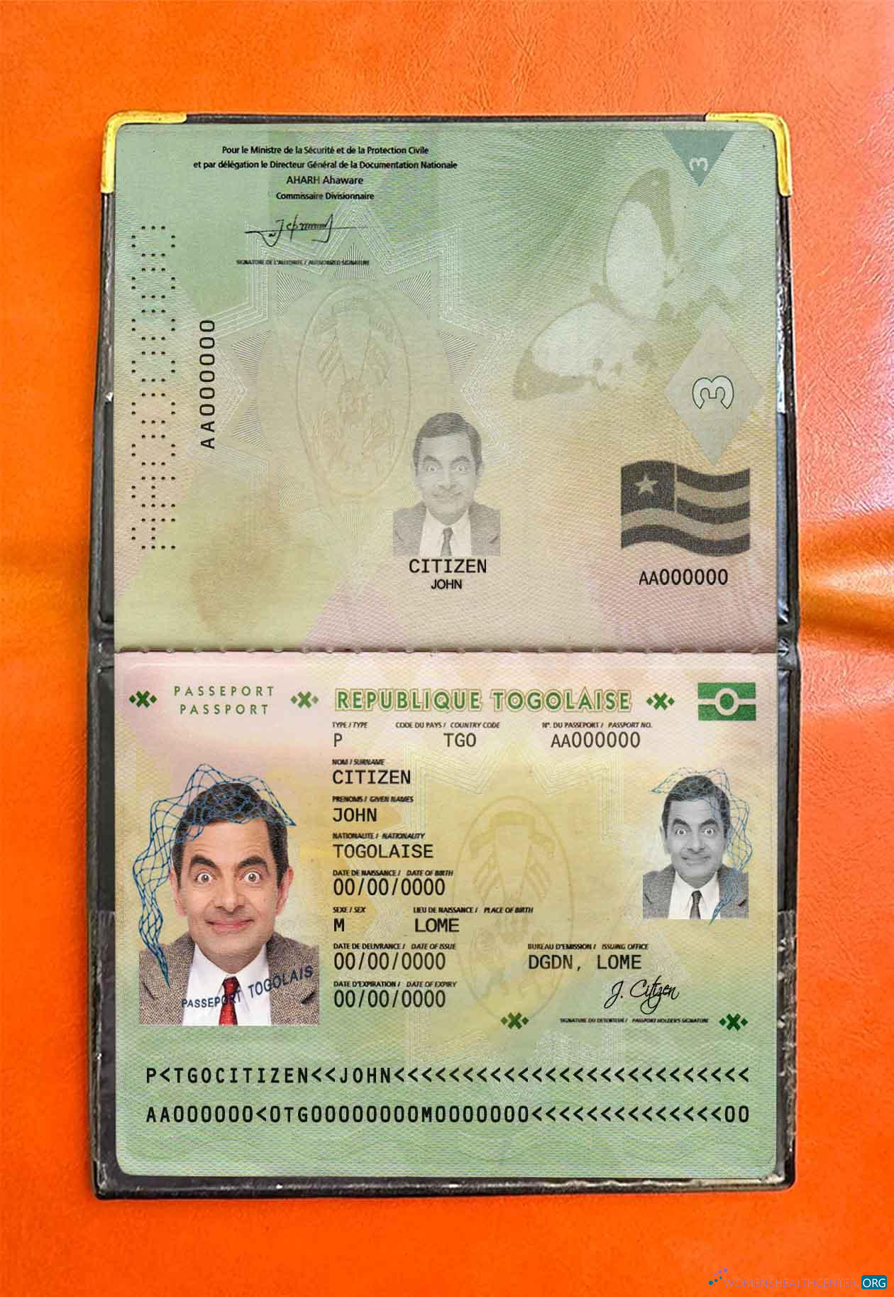 Download Togo passport photo look Photoshop template